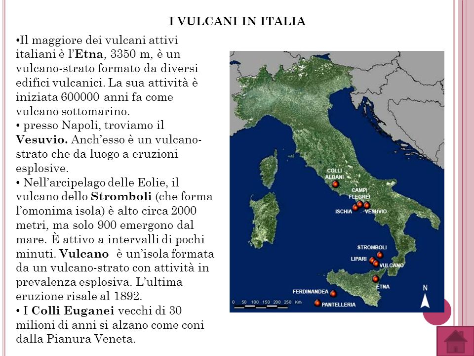 Cartina dei vulcani outlet d'italia